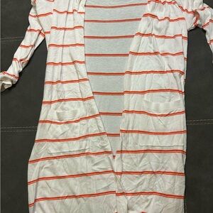 CAbi Orange and White Striped Sweater